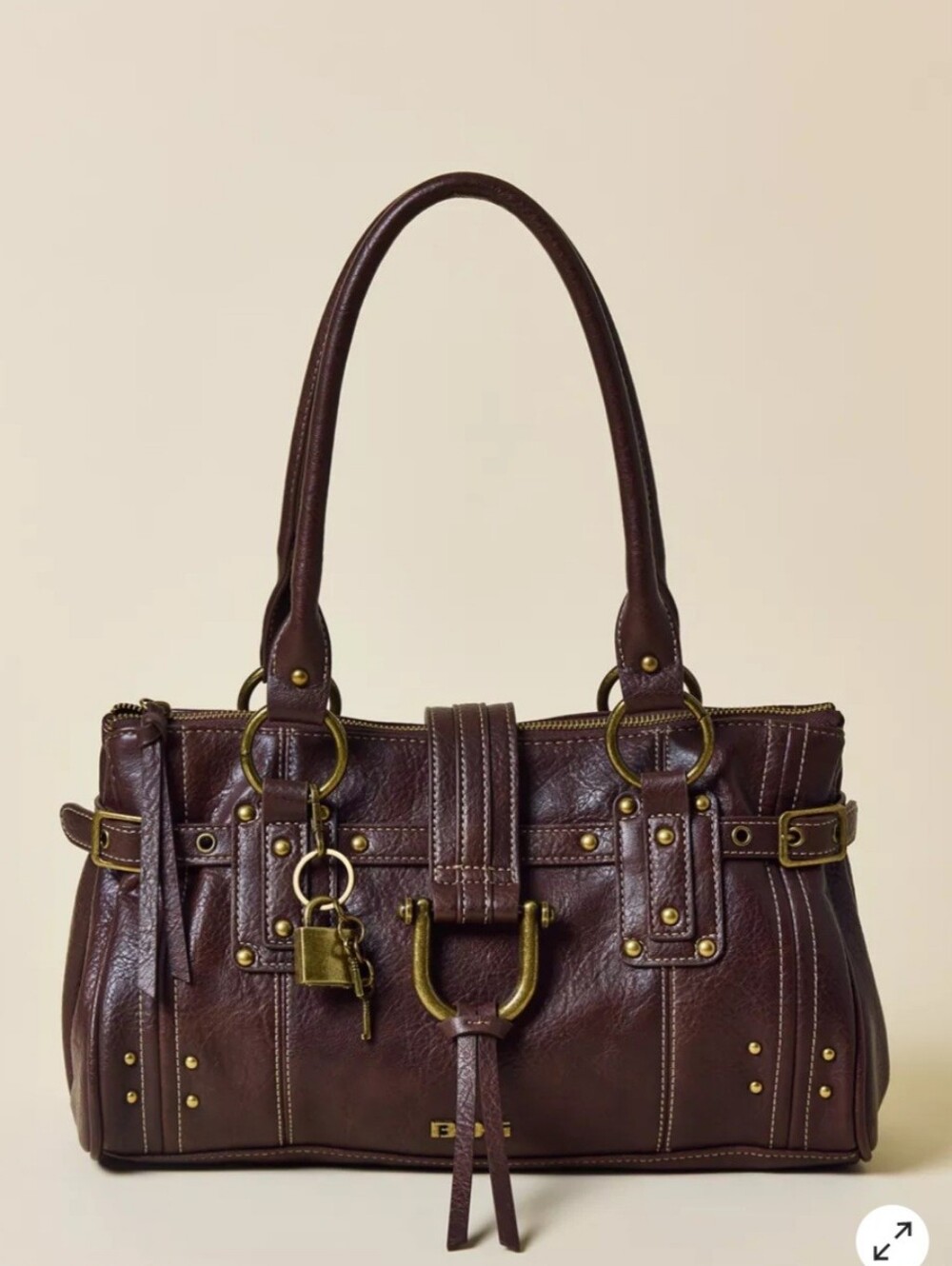 Urban Outfitters BDG Karlie Lock Shoulder Bag In Chestnut